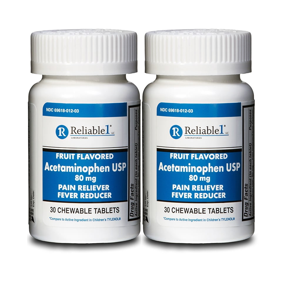 Acetaminophen 80 mg Chewable 60 Tablets Generic Tylenol Children's