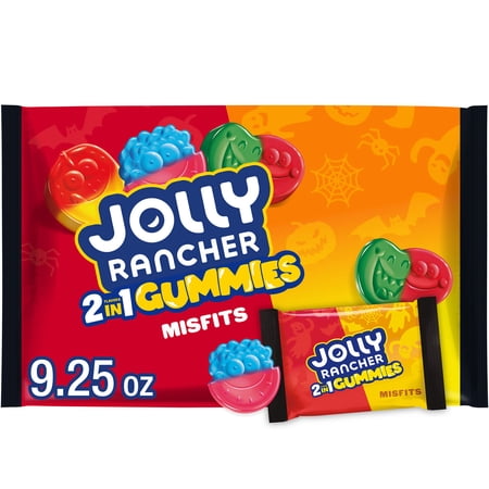 Jolly Rancher Gummies Misfits 2-in-1 Fruit Flavored Halloween Candy, Bag 9.25 oz