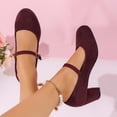 thumbnail image 4 of Miluxas Women's Mary Jane Pumps, Block Heel, Round Toe, Ankle Strap with Buckle, office Dress Shoes Wine 9.5(43), 4 of 9