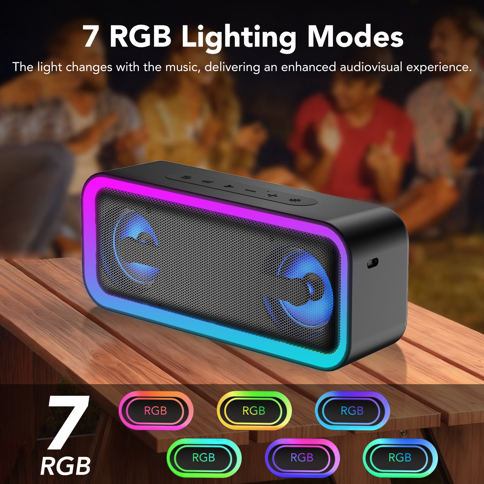 IKT 40W Waterproof Portable Bluetooth Speaker with LED Lights photo 7