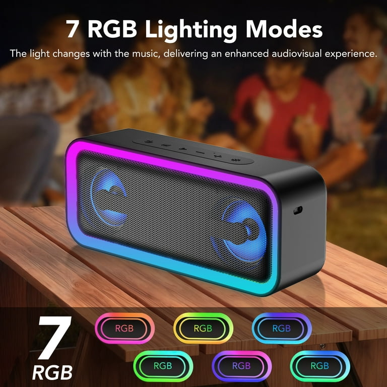 Portable Bluetooth Speaker IP7 Waterproof, 40W Loud Sound Wireless