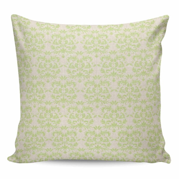 Throw Pillow Covers 18x18 Inch, Green Boho Decorative Pillow Cases for Couch Sofa Bed, Vintage Abstract European Floral Pattern Cotton Linen Square Home Decor Pillowcases with Hidden Zipper
