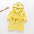 thumbnail image 3 of 2 Piece Toddler Robe Boys Girls Hooded Flannel Bathrobe Long Sleeve Soft Fleece Plush Robes Cute Animal Pajamas Sleepwear, Light Yellow, 2 Years, 3 of 3