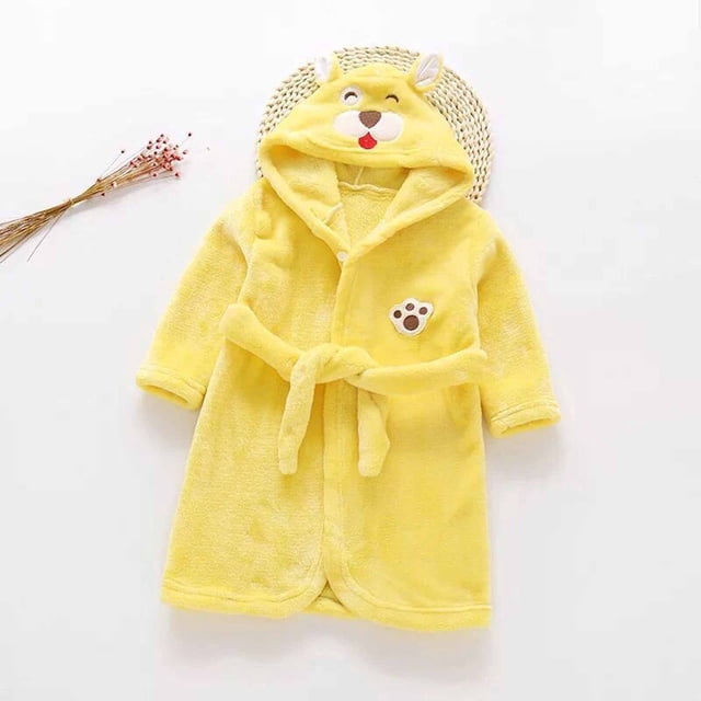 LSLJS Boys Girls Robe Kids Flannel Hooded Bathrobe Sleepwear Toddler Plush Robes With Belt, Kids Robe