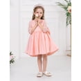 thumbnail image 2 of OBEEII Dresses for Kids Girls Sheer Lace Sleeve Flower Girls Dresses Princess Wedding Dress Bow Knot Satin Pageant Dress, Pink Size 6M-6T, 2 of 9