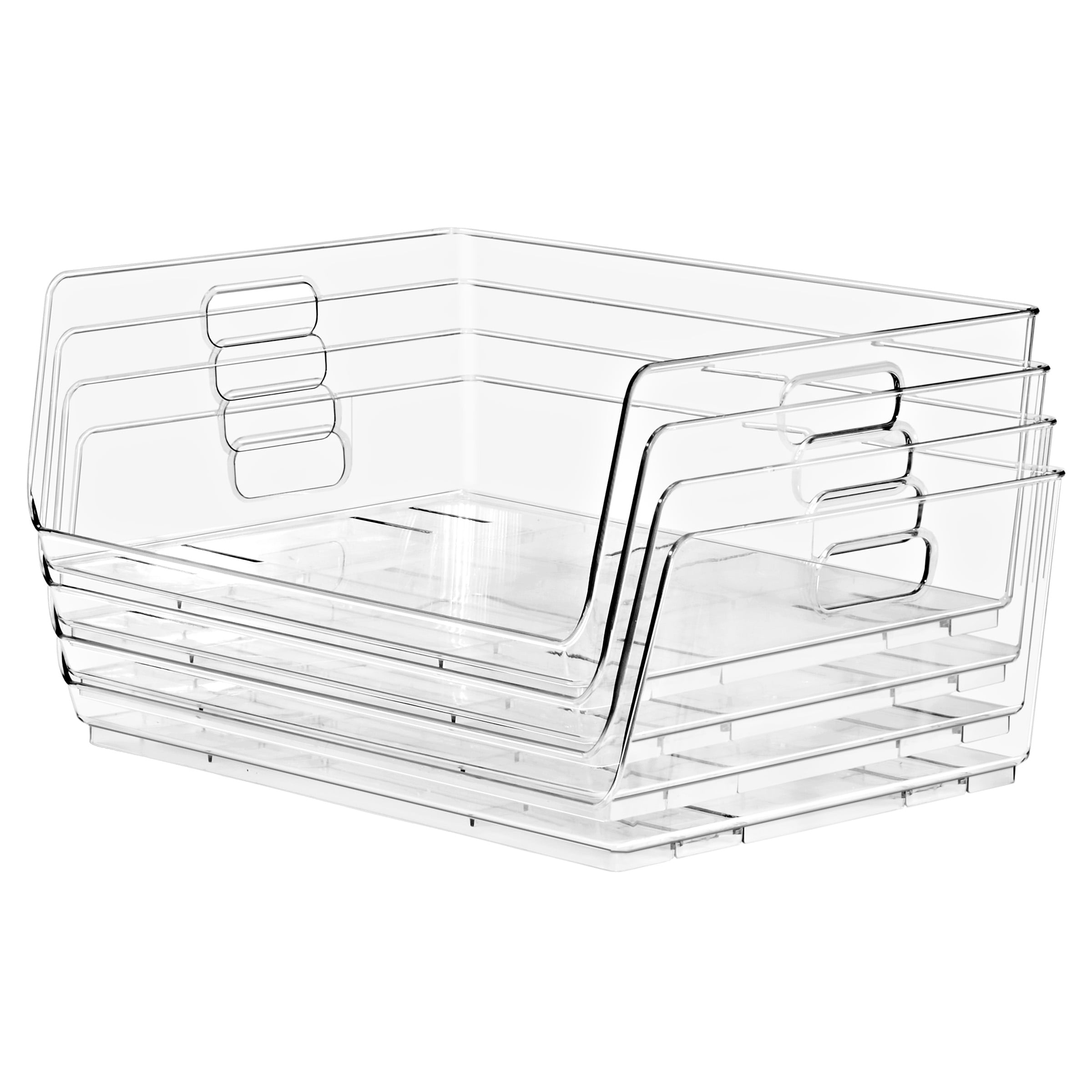 Sorbus Clear Stackable Storage Bins, Large Open-Front Acrylic Pantry Organizers, 6 Pack