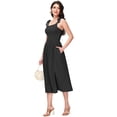 thumbnail image 2 of Women's Boho Summer Sleeveless Tie Straps Square Neck Smocked Split Midi Dress with Pockets, 2 of 6