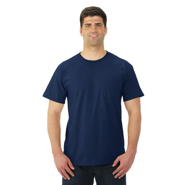 Jerzees T-Shirt à Col Ras du Cou à Manches Courtes avec Poche pour Hommes DRI-POWER Active, 3X, J Marine