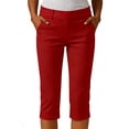 thumbnail image 2 of Miluxas Womens Capri Pants High Waisted Straight Leg Yoga Capris Leggings with Pockets Crop Workout Summer Pants Red M(M), 2 of 8
