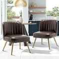 thumbnail image 5 of Andeworld Modern Accent Chairs Faux Leather Accent Chairs for Living Room Set of 2 Upholstered Living Room Chairs Large Seat with Metal Legs,Brown, 5 of 7