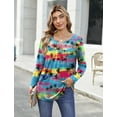 thumbnail image 3 of Zeagoo Womens Tops Dressy Casual Beach Vacation Clothes for Women Business Casual Long Shirts V Neck Tee Shirt Ladies Top and Blouses Ethnic Style, 3 of 7