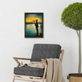 thumbnail image 2 of Dramatic Sunset Silhouette City Skyline Lake Oil Painting Artwork Framed Wall Art Print A4, 2 of 4