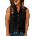 thumbnail image 4 of Bosfbaoi Plus Size Shirts for Women V Neck Sleeveless Button Front Womens Summer Tops Casual Loose Vest Blouse, 4 of 5