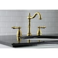 thumbnail image 4 of Kingston Brass KB1977AL Heritage Widespread Bathroom Faucet with Brass Pop-Up, Brushed Brass, 4 of 5
