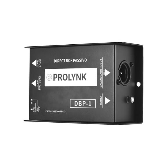 Prolynk Direct Box Passive DBP-1, DI Box with Attenuator, 1/4 inch to XLR Transformer