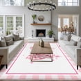 thumbnail image 3 of Rectangle Area Rugs 5 x 8 Ft, Pink Bowknot Non-Slip Residential Carpet, Shining Stars Vintage White Plaid Modern Indoor Crawling Mats Runner Rugs for Living Room/Dining Room/Bedroom, 3 of 8