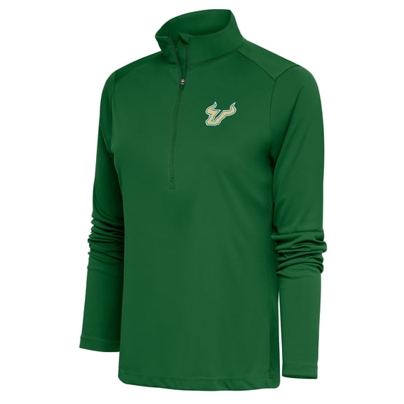 Women's Antigua Green South Florida Bulls Tribute Half-Zip Top