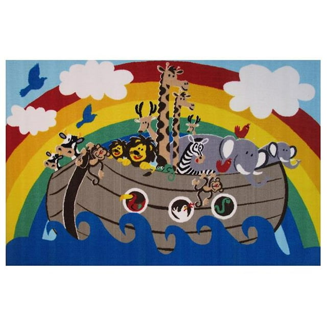 39 x 58 Po Amusant Temps-Animal Bateau Enfants Tapis