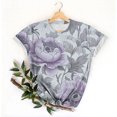 thumbnail image 4 of Hauts d'Été pour Femmes DYTTDG T-shirt à Fleurs Mode pour Femmes Grande Taille Col Rond Manches Courtes Décontracté Ample Tee Haut Hauts pour Femmes Liquidation Moins de 10 Multicolore,P, 4 of 5