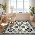 thumbnail image 3 of Design&I 8'x10' Washable Area Rug Door Southwestern Curved Abstract Motif Decorative Front Boho for Dining Room, Large Office, Lounge, Snag-Free, 3 of 7