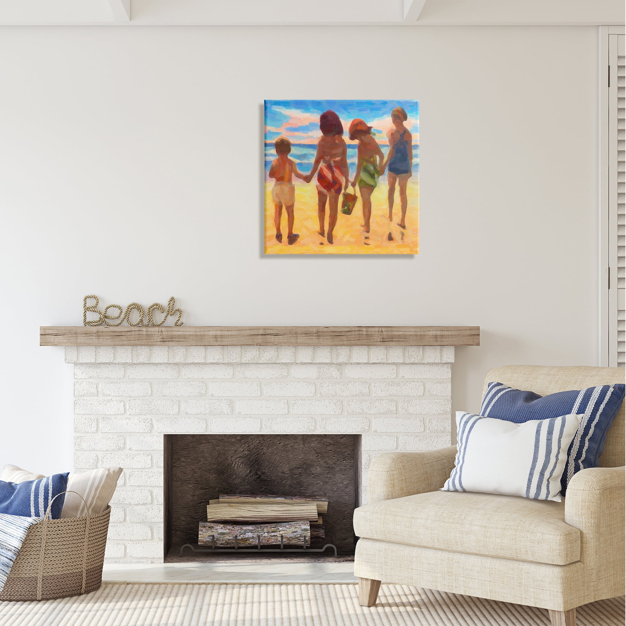 Stupell Industries Family Beach Vacation Nature Painting Gallery Wrapped Canvas Print Wall Art, 24 x 24