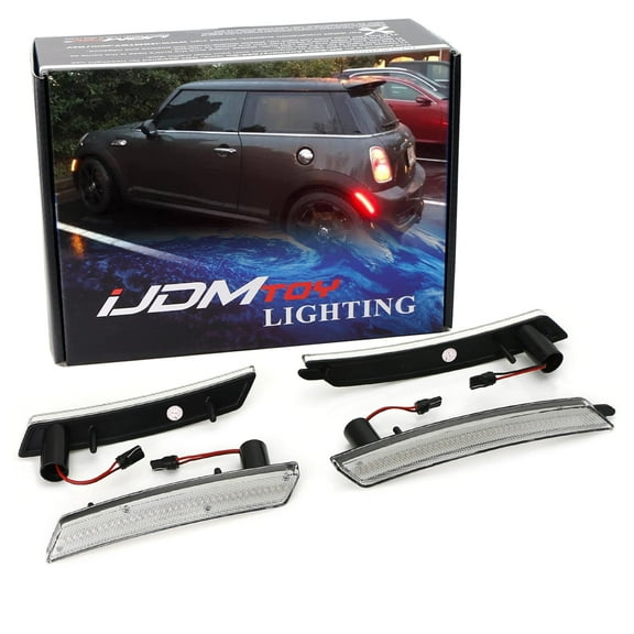 Clear Lens Amber/Red Full LED Side Marker Light Kit For 2007-2013/14 MINI Cooper R55 R56 R57 R58 R59 R60 R61, Powered by Total 160-SMD LED, Replace OEM Sidemarker Lamps