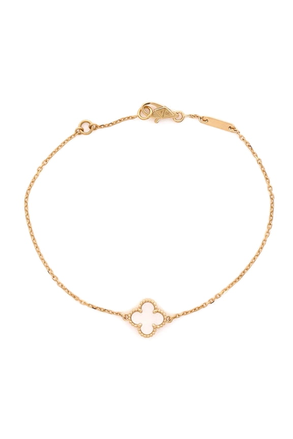 Pre-Owned Sweet Alhambra Bracelet 18K Yellow Gold and Mother of Pearl By Rebag