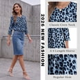 thumbnail image 5 of VDJ Womens 3/4 Lenght Sleeve Tops Front Pleated Business Blouses Elegant Leopard Print Dressy Shirts 2026 Outfits Size XXL, 5 of 10