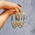 thumbnail image 5 of Jiaroswwei Women Exquisite Rhinestone Hoop Earrings Triple Layer Circle Piercing Jewelry, 5 of 8