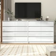 thumbnail image 5 of ChVans 8 Drawer Double Dresser for Bedroom, 47" Wide 41" Tall Modern High Gloss White Dresser with Wood Chest of 8 Drawer Handle Free for Bedroom, Living Room, Entryway, Hallway, 5 of 6
