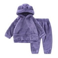 thumbnail image 3 of GYRATEDREAM Toddler Baby Boys Girls Fleece Pants Pullover Tops Set Winter Warm Sweatshirt Pants 2pcs Set With Bear Warm Hooded Outfits for 1-7Y, 3 of 8