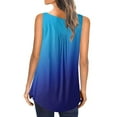 thumbnail image 6 of Usmixi Tank Top for Women Gradient Print Round Neck Sleeveless T Shirts Button Down Loose Flowy Pleated Swing Vest Tunic Blue XL Up to 65% off, 6 of 7