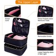 thumbnail image 3 of Nail Polish Organizer Case, Double-Layer Nail Polish Storage with Adjustable Dividers, Portable Nail Polish Bag for Nail Gel Nail Lamp and Manicure Tools Black, 3 of 7