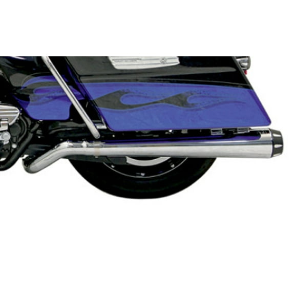 Bassani Pseudo Left Side Chrome Megaphone Muffler w/Machined Flutes (1F49R)