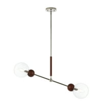 SAFAVIEH Rocky 2-Light Dark Walnut Metal Pendant Light with Clear Glass Shade