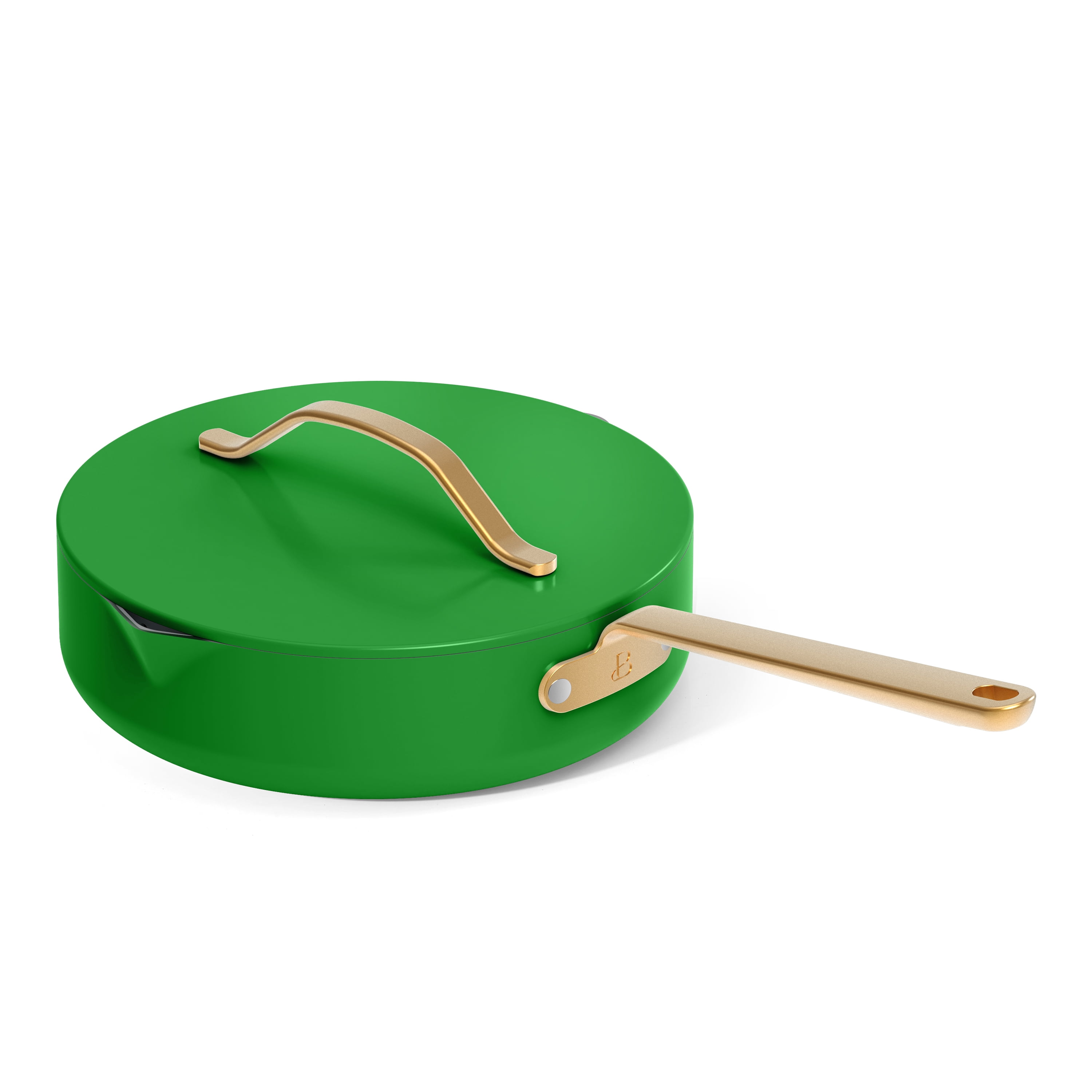 Beautiful 12pc Ceramic Non-Stick Cookware Set, Pots and Pans with Strainer Lids, Kelly Green by Drew Barrymore