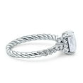 thumbnail image 2 of Twisted Rope Hidden Halo Oval Girl's Engagement Ring Cubic Zirconia 925 Sterling Silver, 2 of 5
