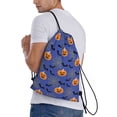 thumbnail image 3 of Drawstring Backpack - Halloween bats Lantern spiderweb Splash Proof Small Drawstring Gym Bag for Women Men, Cinch Sports String Bag Backpack for Travel Swimming Beach, 3 of 8