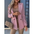 thumbnail image 5 of Women'S Long Sleeve Blazer Jacket, Casual Double Breasted Lapel Coat for Office Work & Holiday Outfits Pink XL, 5 of 8