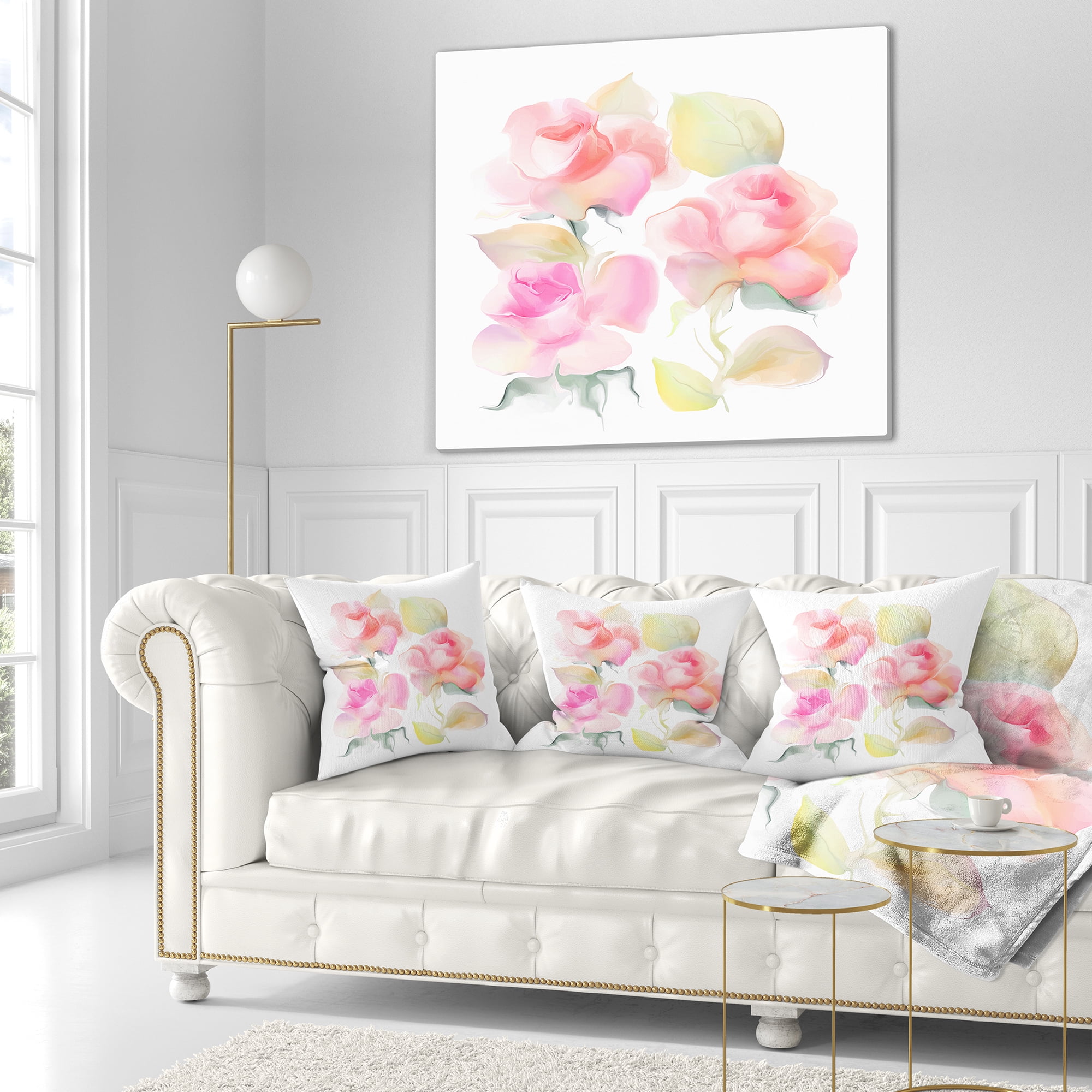 Designart Beautiful Pink Rose Flowers - Animal Throw Pillow - 18x18