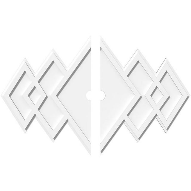 Ekena Millwork CMP36X24ZE2-02000 2 in. ID x 11.25 in. Rectangle Zoe Architectural Grade PVC Contemporary Ceiling Medallion - 2 Piece