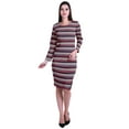 thumbnail image 3 of Moomaya Printed Full Sleeve Bodycon Dress for Women Scoop Neck Side Slit Casual Clothing, 3 of 8