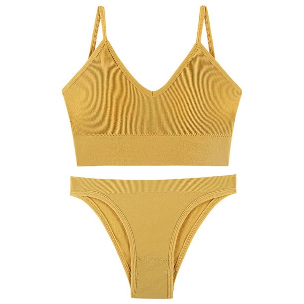 CINOON, conjunto de sujetador sin costuras para mujer, bragas sexis de cintura baja, sujetador sin aros, Bralette, lencería con relleno, sujetador, conjunto de ropa interior femenina suave Tan Jianjun unisex