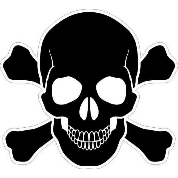 5in X 5in Black Skull and Crossbones Bumper Sticker Vinyl Truck Window