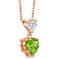 thumbnail image 4 of Gem Stone King 18K Rose Gold Plated Silver Pendant with Chain Peridot Moissanite (2.02 Cttw), 4 of 5