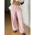 thumbnail image 3 of Women'S Wide Leg Sweatpants Drawstring Baggy Trousers High Waisted Loose Casual Jogger Pants Pink S, 3 of 7
