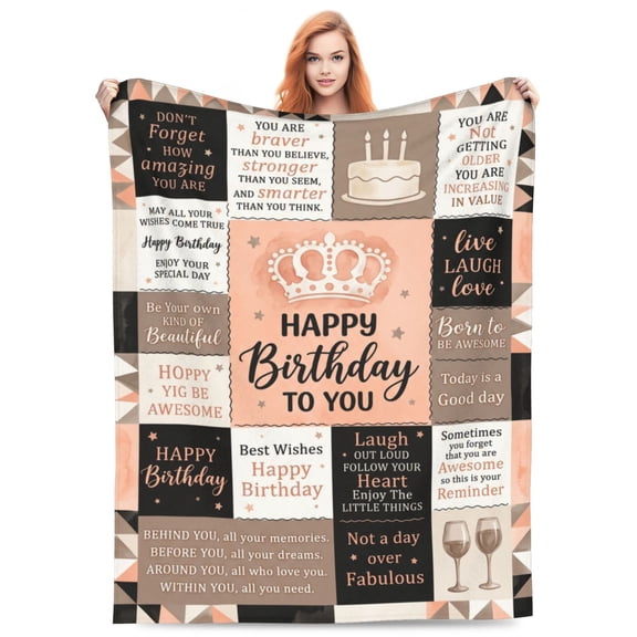 Birthday Gifts for Women Throw Blanket, Happy Birthday Blanket Decoration for Woman, Unique Birthday Gift Ideas for Her Friend Mom Sister Grandma Wife 50x40