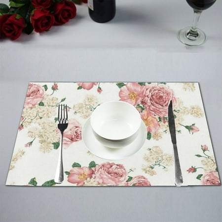 

MYPOP Flower Pattern Kitchen Table Mat Placemats for Dining Table 12x18 inches