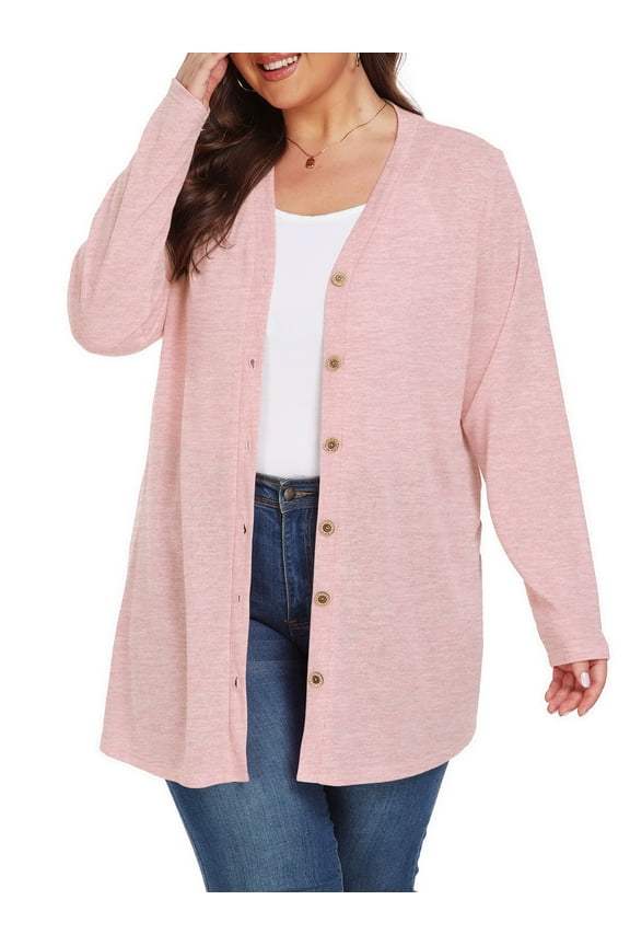 Women's Plus Size Cardigan Long Sleeve Lightweight Sheer Open Front Knited Cardigan 1X-4X