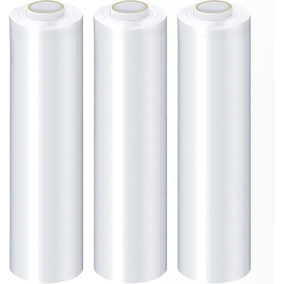 MMBM Cast Hand Stretch Wrap 18" x 1500' 4 Rolls 90 Gauge Clear Quiet Unwind Plastic Film for Moving and Packing